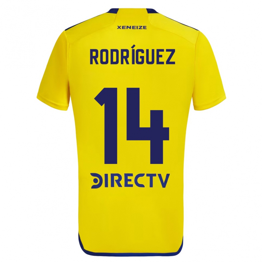 Kids Football Isaías Rodríguez #14 Yellow Blue Away Jersey 2024/25 T-Shirt Uk