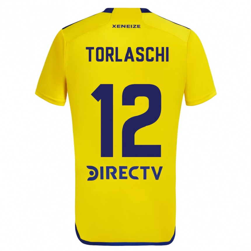 Kids Football Lucas Torlaschi #12 Yellow Blue Away Jersey 2024/25 T-Shirt Uk