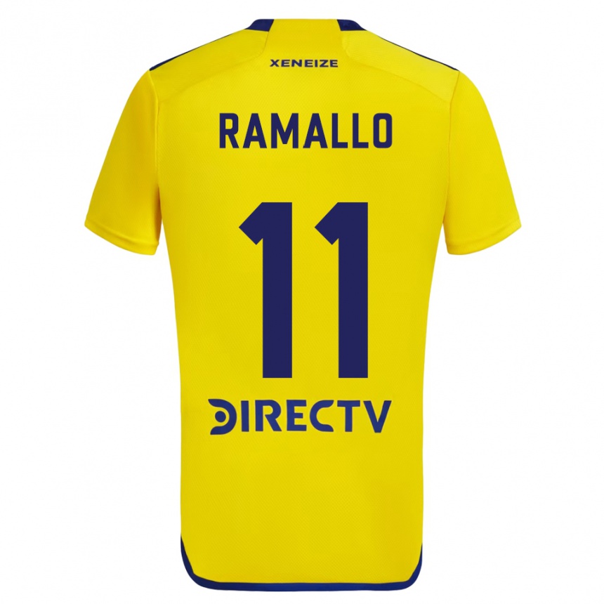 Kids Football Yael Ramallo #11 Yellow Blue Away Jersey 2024/25 T-Shirt Uk