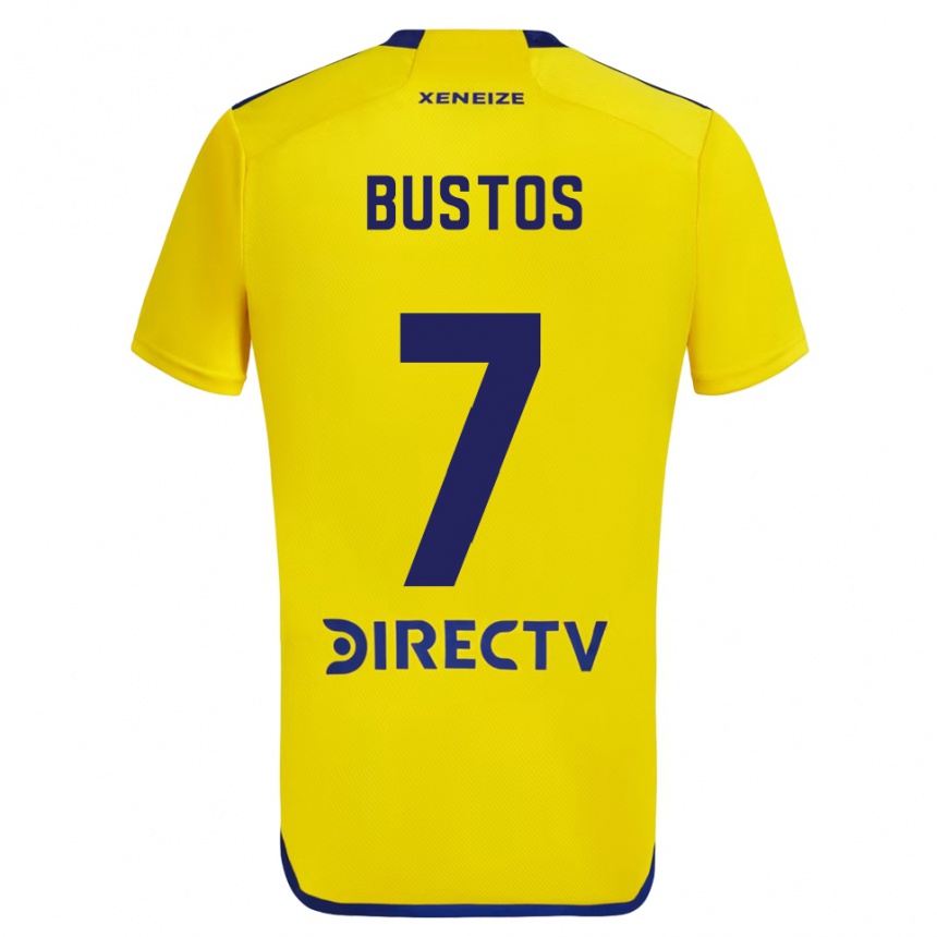 Kids Football Tomás Bustos #7 Yellow Blue Away Jersey 2024/25 T-Shirt Uk