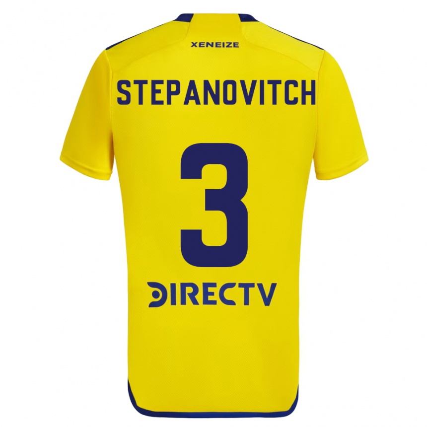 Kids Football Nicolás Stepanovitch #3 Yellow Blue Away Jersey 2024/25 T-Shirt Uk