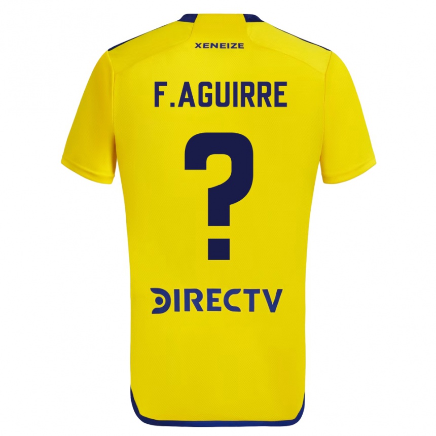 Kids Football Federico Aguirre #0 Yellow Blue Away Jersey 2024/25 T-Shirt Uk