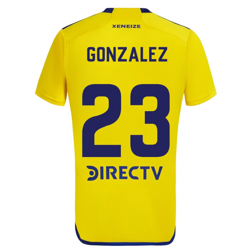 Kids Football Diego González #23 Yellow Blue Away Jersey 2024/25 T-Shirt Uk