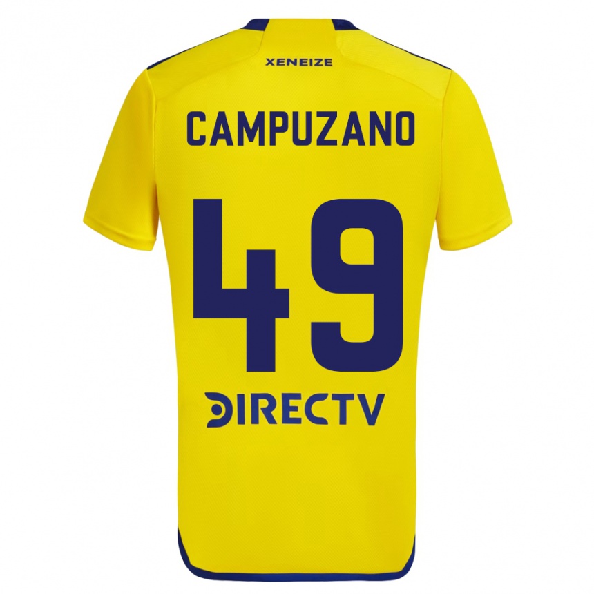 Kids Football Jorman Campuzano #49 Yellow Blue Away Jersey 2024/25 T-Shirt Uk