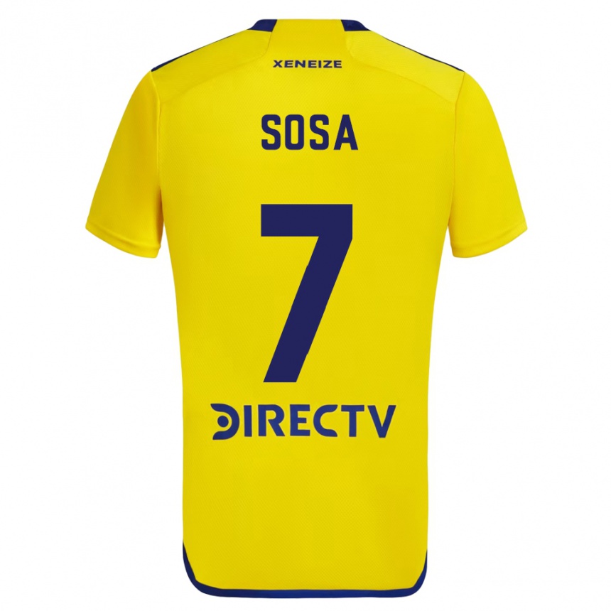 Kids Football Elián Sosa #7 Yellow Blue Away Jersey 2024/25 T-Shirt Uk