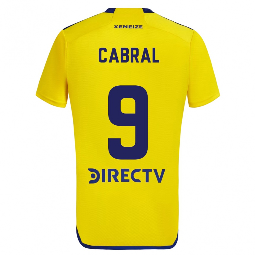 Kids Football Bruno Cabral #9 Yellow Blue Away Jersey 2024/25 T-Shirt Uk