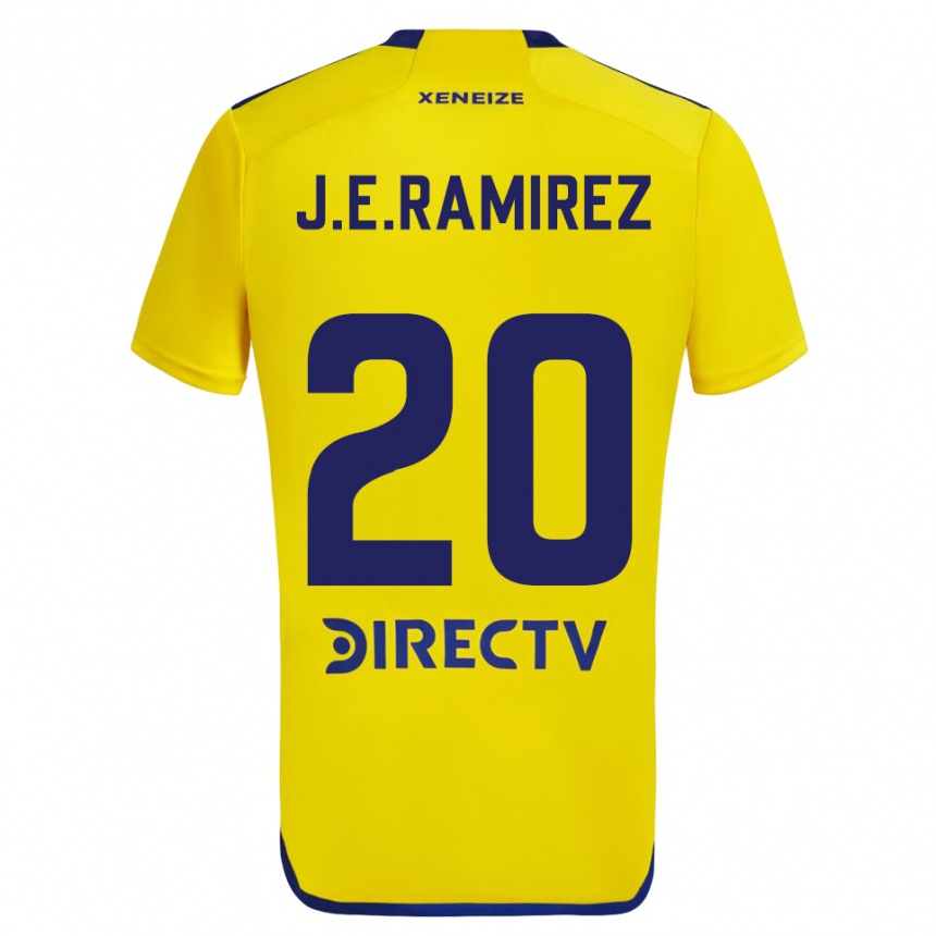 Kids Football Juan Edgardo Ramirez #20 Yellow Blue Away Jersey 2024/25 T-Shirt Uk