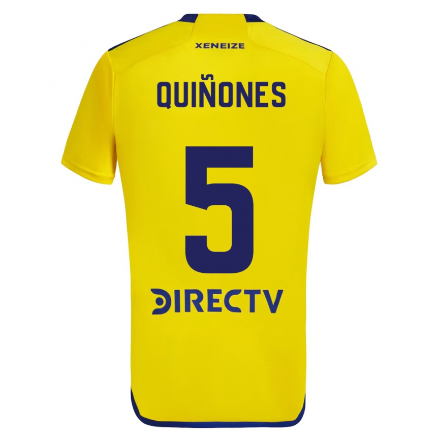 Kids Football Florencia Quiñones #5 Yellow Blue Away Jersey 2024/25 T-Shirt Uk