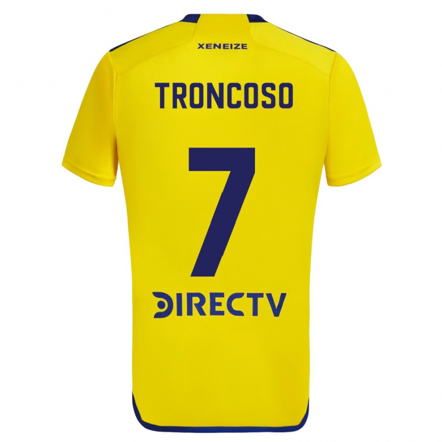 Kids Football Carolina Troncoso #7 Yellow Blue Away Jersey 2024/25 T-Shirt Uk