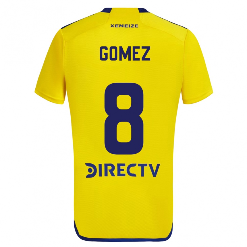 Kids Football Camila Gomez Ares #8 Yellow Blue Away Jersey 2024/25 T-Shirt Uk