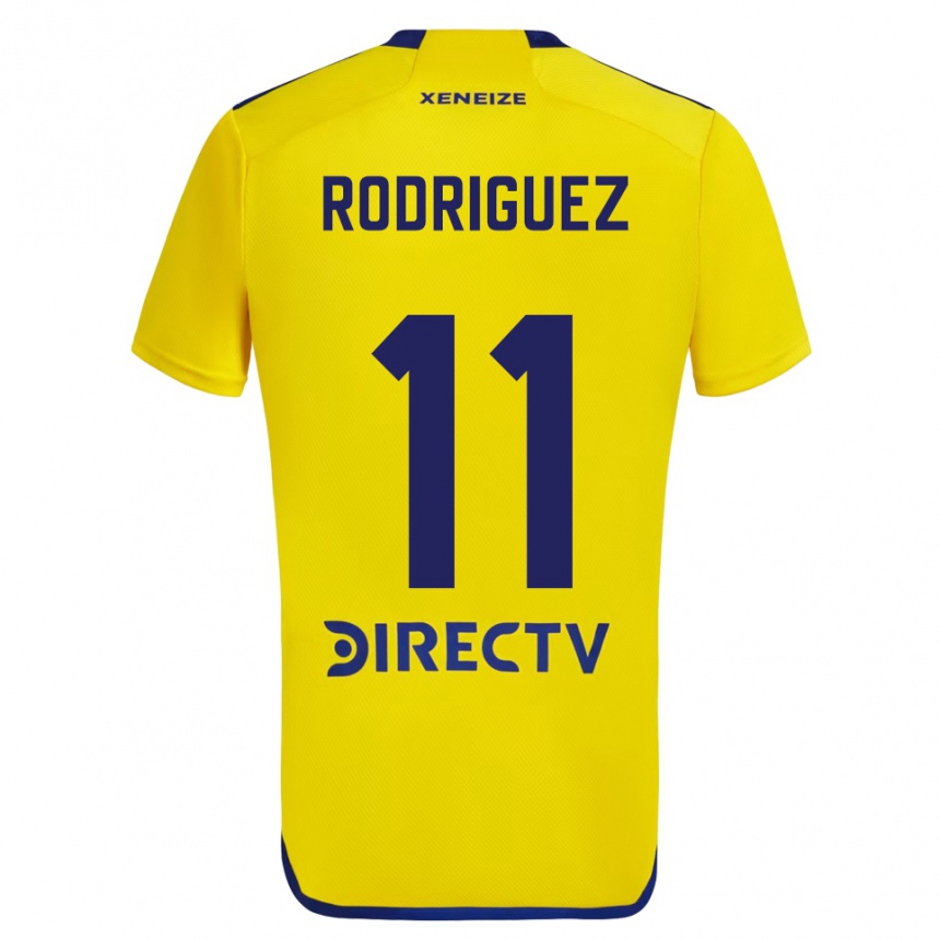 Kids Football Yamila Rodriguez #11 Yellow Blue Away Jersey 2024/25 T-Shirt Uk