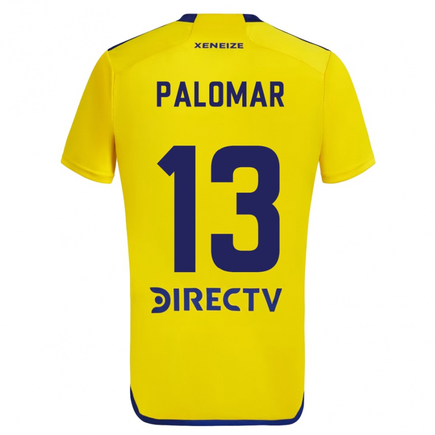 Kids Football Estefania Palomar #13 Yellow Blue Away Jersey 2024/25 T-Shirt Uk