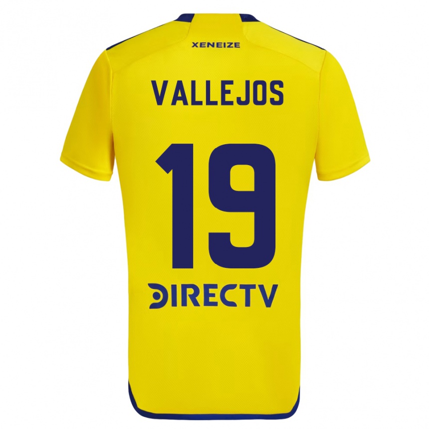 Kids Football Fabiana Vallejos #19 Yellow Blue Away Jersey 2024/25 T-Shirt Uk