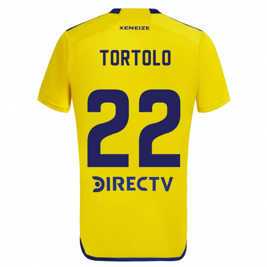 Kids Football Dulce Tortolo #22 Yellow Blue Away Jersey 2024/25 T-Shirt Uk