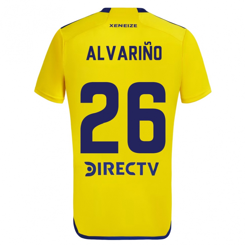 Kids Football Alexis Alvariño #26 Yellow Blue Away Jersey 2024/25 T-Shirt Uk