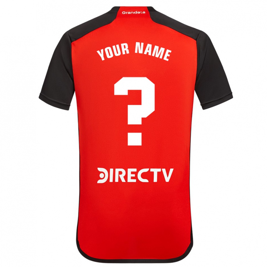 Kids Football Your Name #0 Red Black White Away Jersey 2024/25 T-Shirt Uk