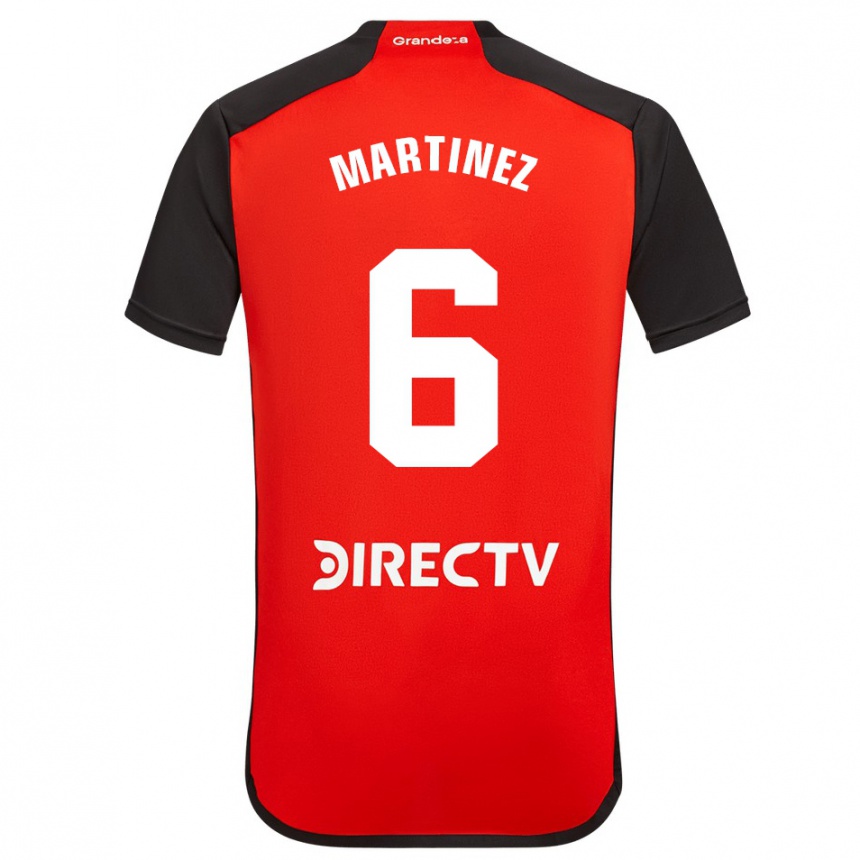 Kids Football David Martínez #6 Red Black White Away Jersey 2024/25 T-Shirt Uk