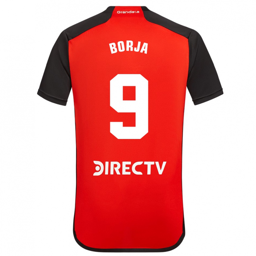 Kids Football Miguel Borja #9 Red Black White Away Jersey 2024/25 T-Shirt Uk