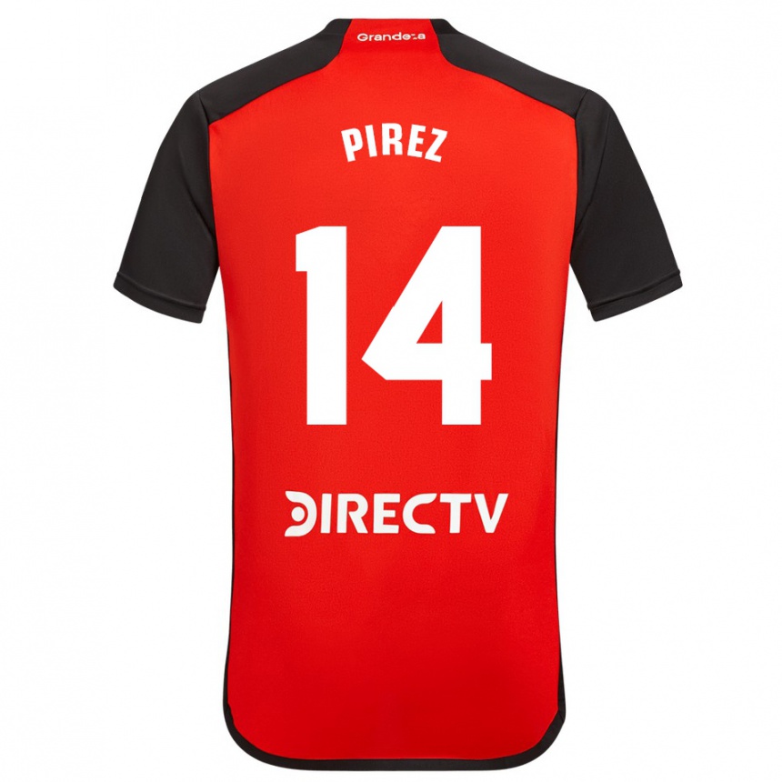 Kids Football Leandro González Pírez #14 Red Black White Away Jersey 2024/25 T-Shirt Uk