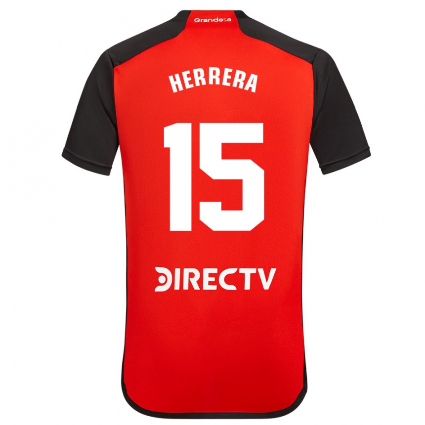 Kids Football Andrés Herrera #15 Red Black White Away Jersey 2024/25 T-Shirt Uk