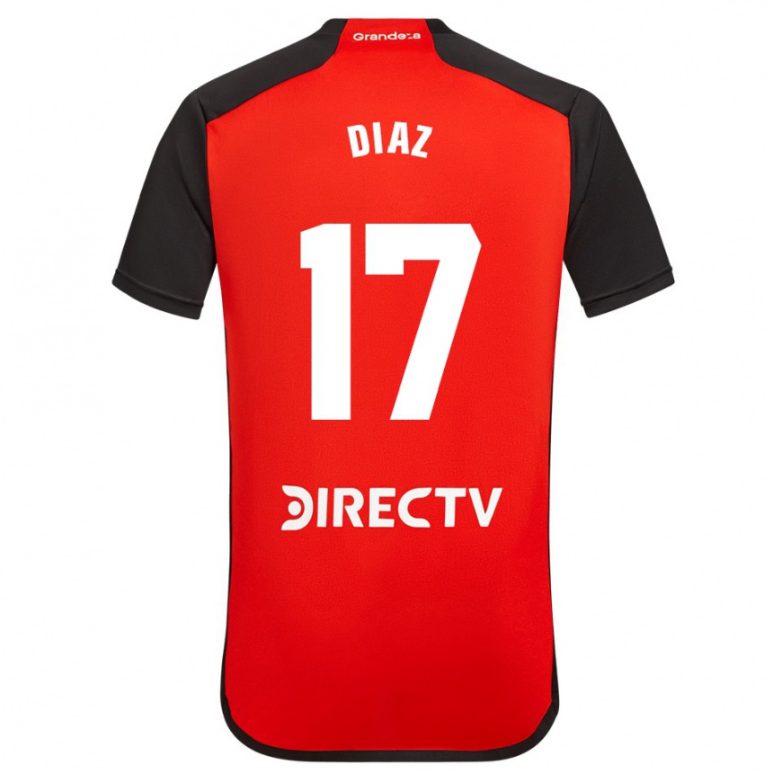 Kids Football Paulo Díaz #17 Red Black White Away Jersey 2024/25 T-Shirt Uk