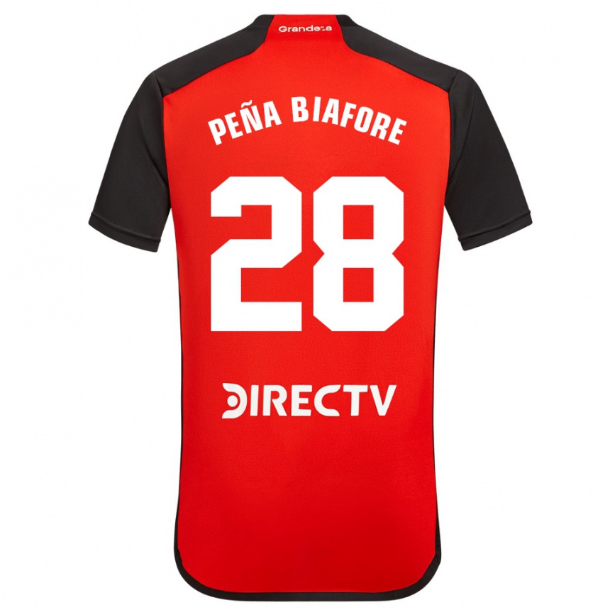 Kids Football Felipe Peña Biafore #28 Red Black White Away Jersey 2024/25 T-Shirt Uk