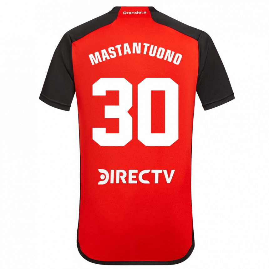 Kids Football Franco Mastantuono #30 Red Black White Away Jersey 2024/25 T-Shirt Uk