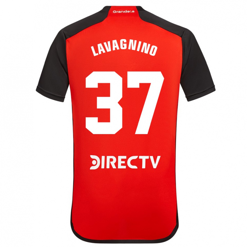 Kids Football Lucas Lavagnino #37 Red Black White Away Jersey 2024/25 T-Shirt Uk