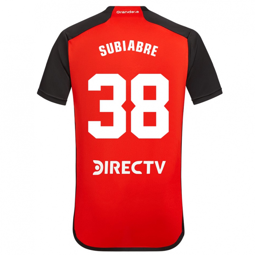 Kids Football Ian Subiabre #38 Red Black White Away Jersey 2024/25 T-Shirt Uk