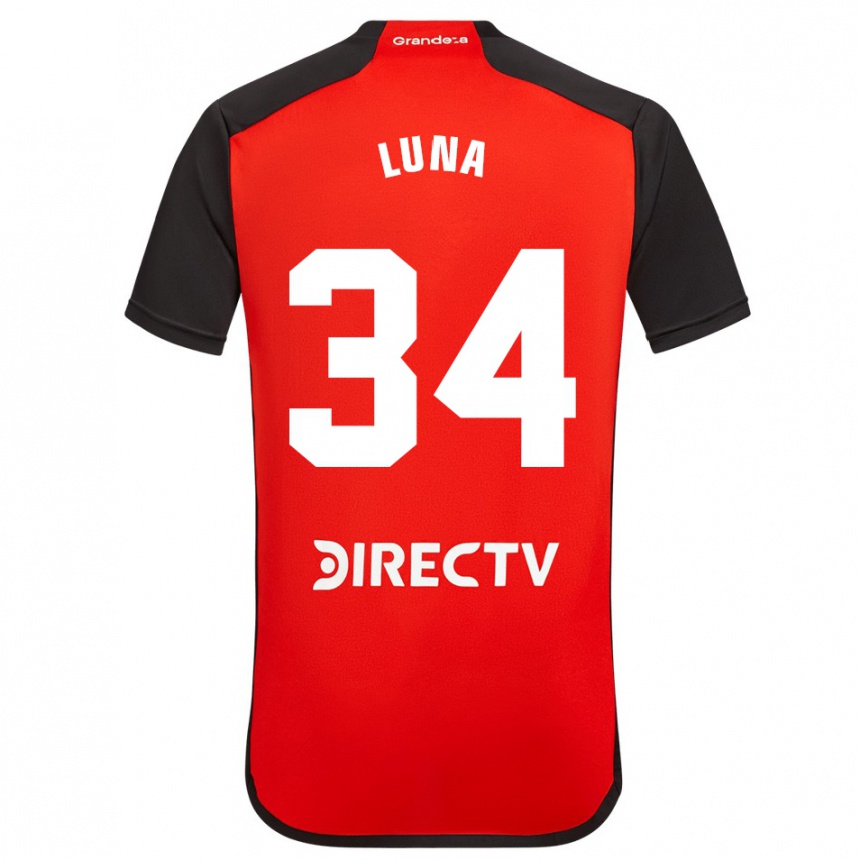 Kids Football Jonás Luna #34 Red Black White Away Jersey 2024/25 T-Shirt Uk