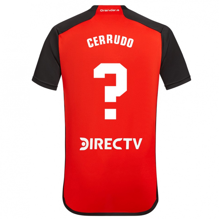 Kids Football Valentín Cerrudo #0 Red Black White Away Jersey 2024/25 T-Shirt Uk