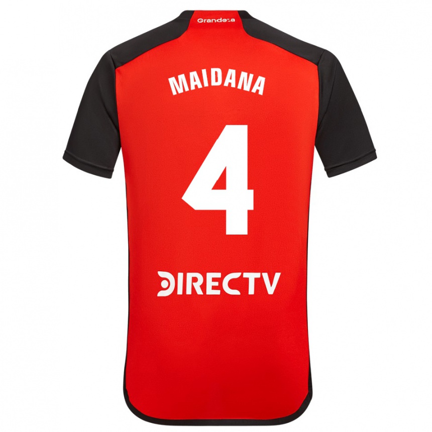 Kids Football Jonatan Maidana #4 Red Black White Away Jersey 2024/25 T-Shirt Uk