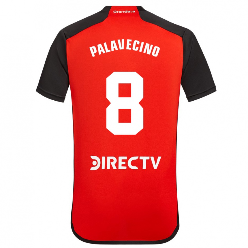 Kids Football Agustín Palavecino #8 Red Black White Away Jersey 2024/25 T-Shirt Uk