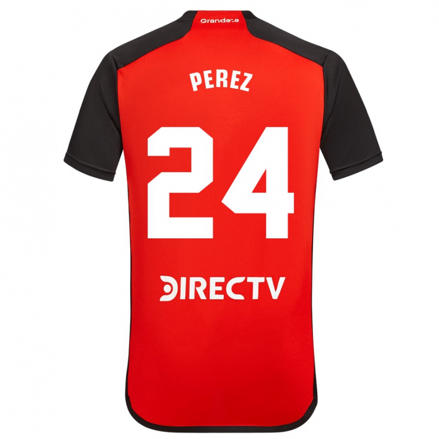 Kids Football Enzo Pérez #24 Red Black White Away Jersey 2024/25 T-Shirt Uk