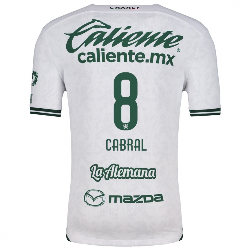 Kids Football Luciano Cabral #8 White Green Away Jersey 2024/25 T-Shirt Uk