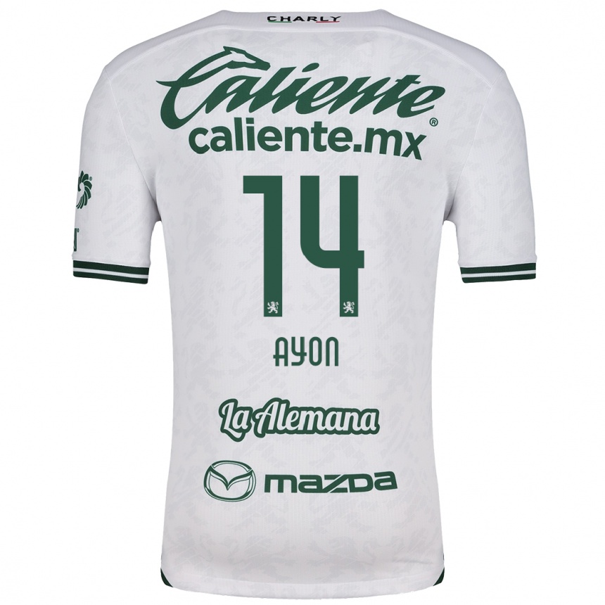 Kids Football Ettson Ayón #14 White Green Away Jersey 2024/25 T-Shirt Uk