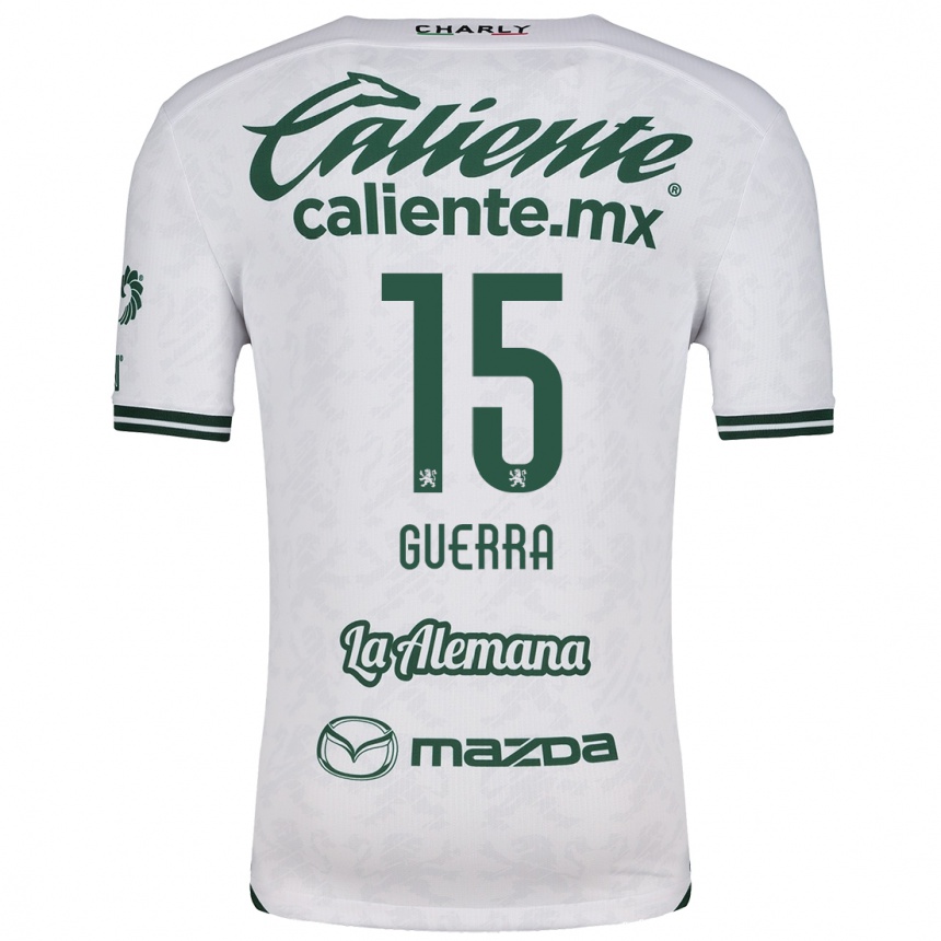 Kids Football Edgar Guerra #15 White Green Away Jersey 2024/25 T-Shirt Uk