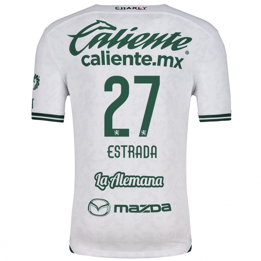 Kids Football Ángel Estrada #27 White Green Away Jersey 2024/25 T-Shirt Uk