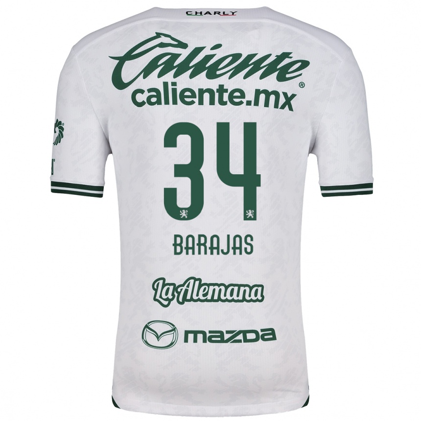 Kids Football Víctor Barajas #34 White Green Away Jersey 2024/25 T-Shirt Uk