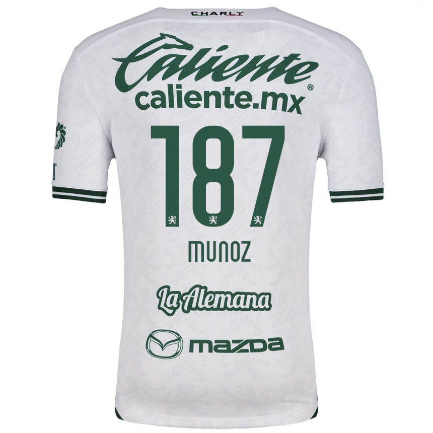 Kids Football Diego Muñoz #187 White Green Away Jersey 2024/25 T-Shirt Uk