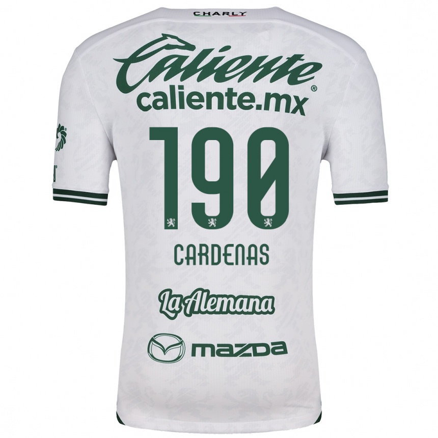 Kids Football Emilio Cárdenas #190 White Green Away Jersey 2024/25 T-Shirt Uk