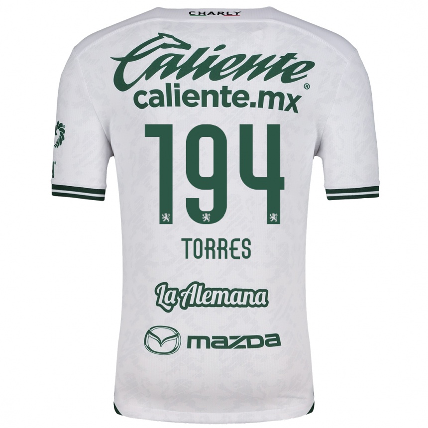 Kids Football Erick Torres #194 White Green Away Jersey 2024/25 T-Shirt Uk