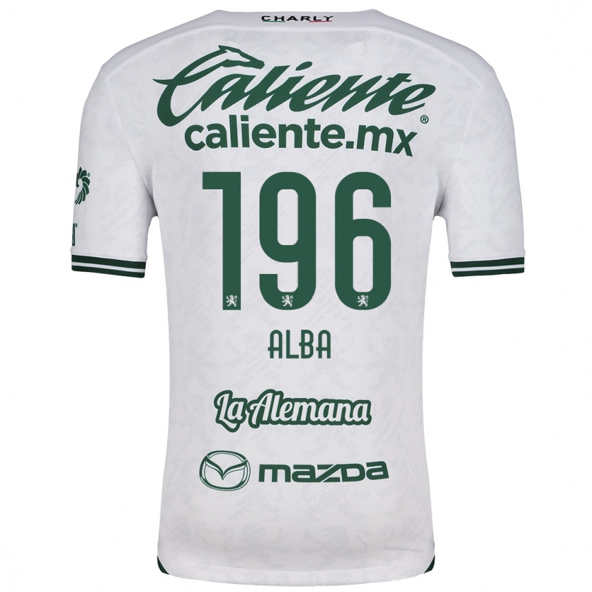 Kids Football Óscar Alba #196 White Green Away Jersey 2024/25 T-Shirt Uk