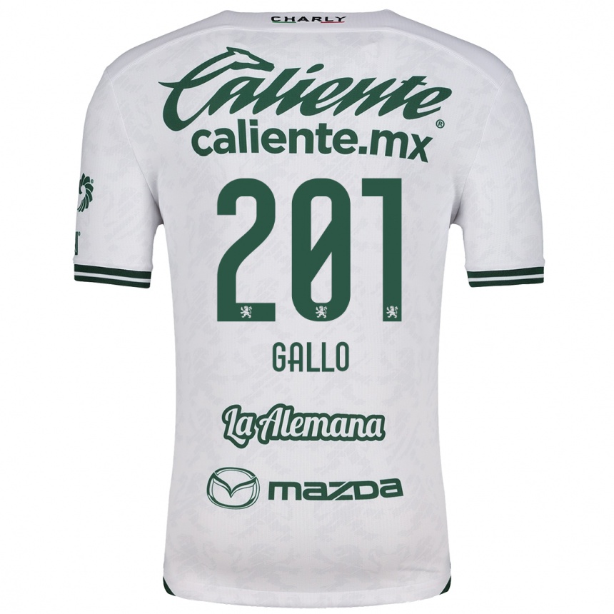 Kids Football Andrés Gallo #201 White Green Away Jersey 2024/25 T-Shirt Uk