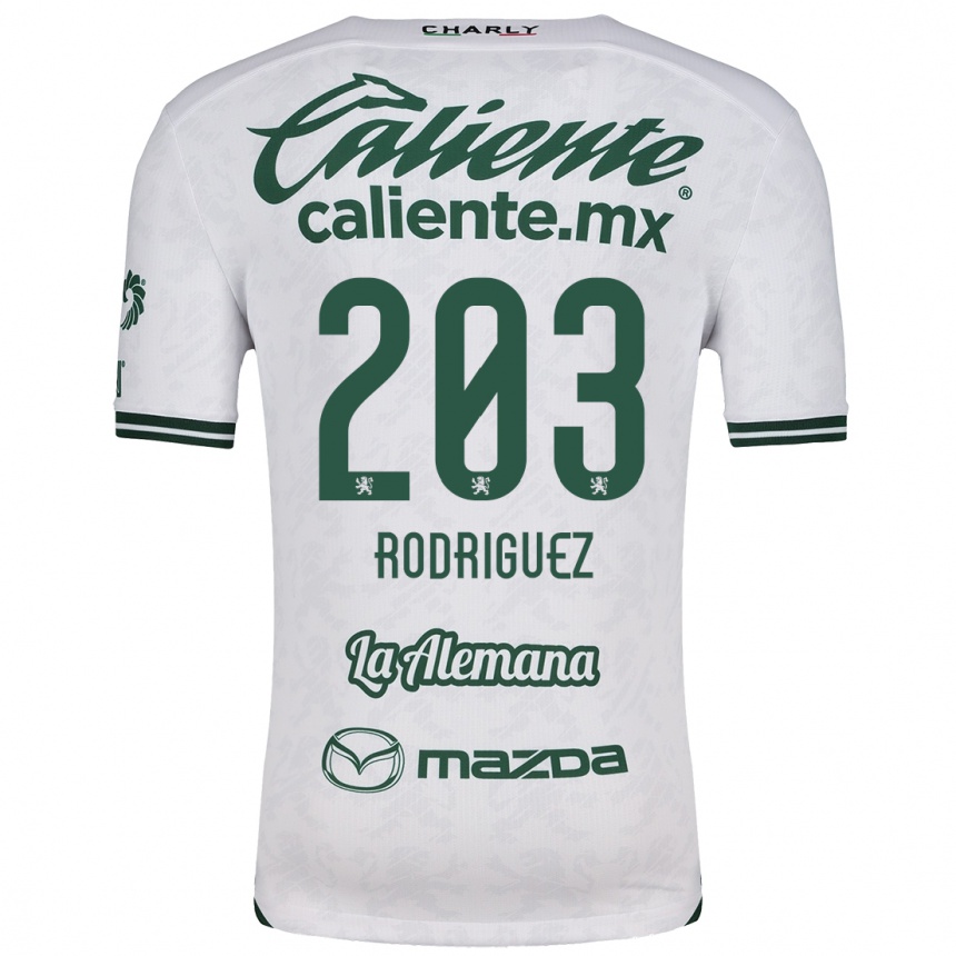 Kids Football César Rodríguez #203 White Green Away Jersey 2024/25 T-Shirt Uk