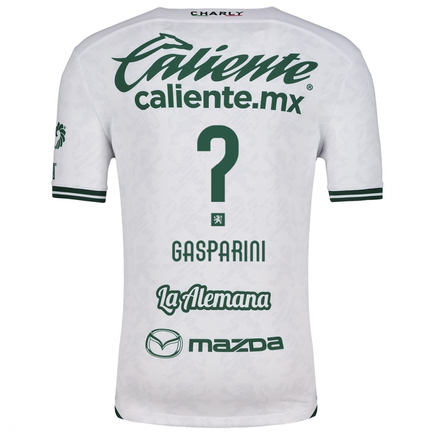 Kids Football Joaquín Gasparini #0 White Green Away Jersey 2024/25 T-Shirt Uk