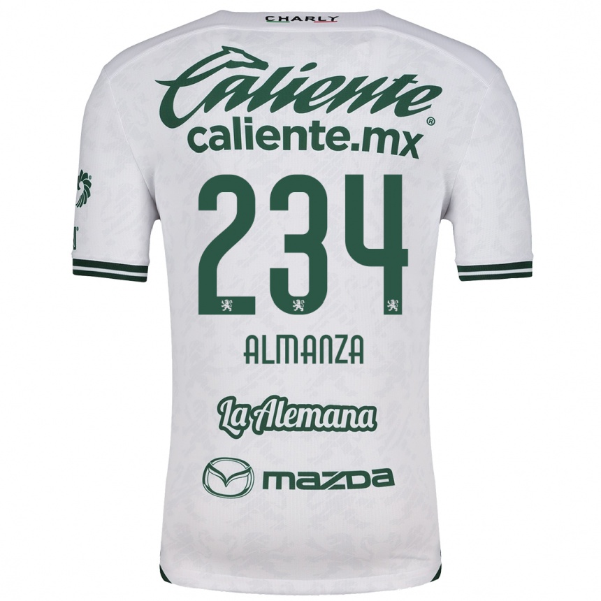 Kids Football Román Almanza #234 White Green Away Jersey 2024/25 T-Shirt Uk