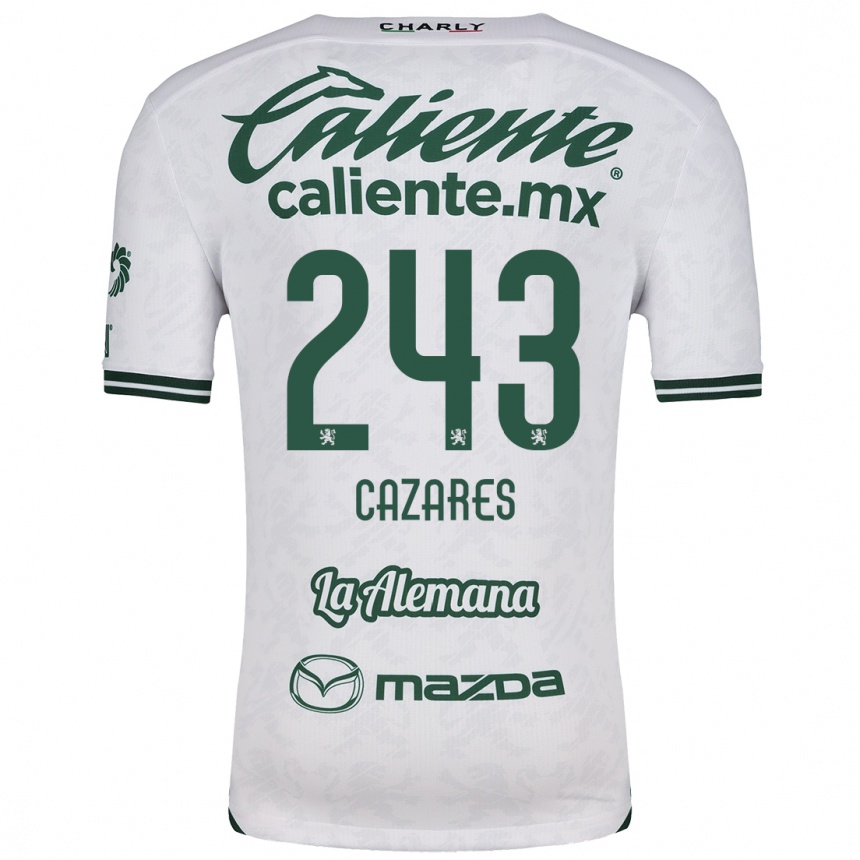 Kids Football Juan Cázares #243 White Green Away Jersey 2024/25 T-Shirt Uk