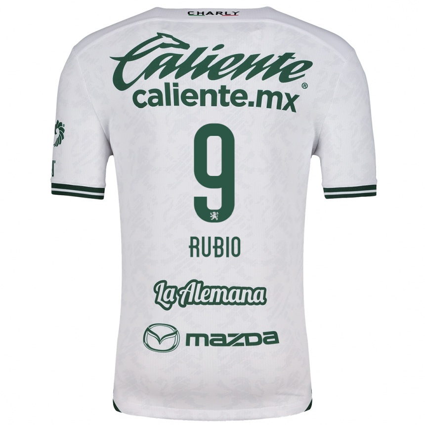 Kids Football Brian Rubio #9 White Green Away Jersey 2024/25 T-Shirt Uk