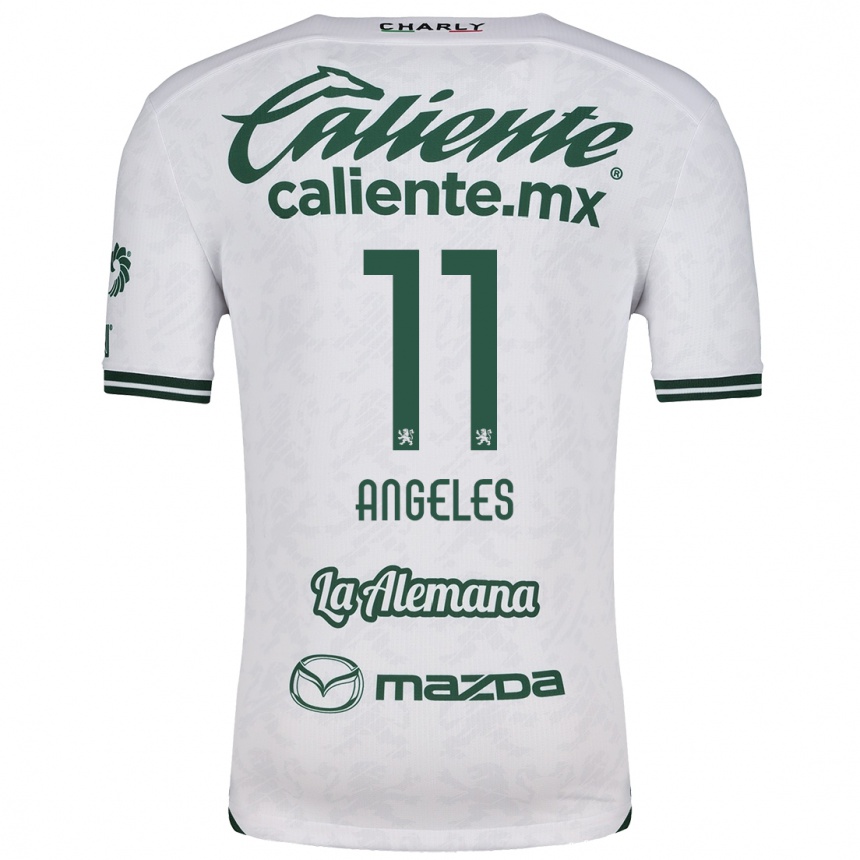 Kids Football Lizbeth Ángeles #11 White Green Away Jersey 2024/25 T-Shirt Uk